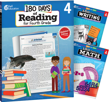 Paperback 180 Days of Reading, Writing and Math Grade 4: 3-Book Set Book