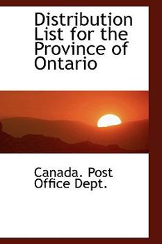 Paperback Distribution List for the Province of Ontario Book