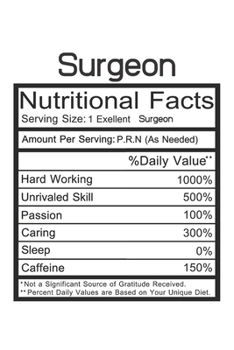 Paperback Surgeon: Surgeon Gift - Funny Lined Notebook Journal Featuring Nutritional Facts About Surgeon Book