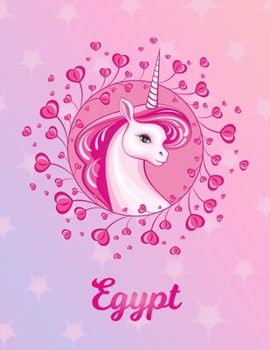 Paperback Egypt: Unicorn Sheet Music Note Manuscript Notebook Paper - Magical Horse Personalized Letter M Initial Custom First Name Cov Book