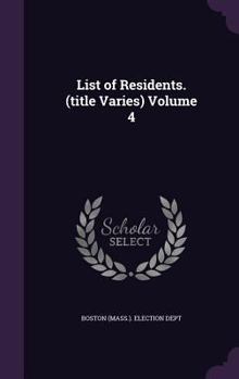 Hardcover List of Residents. (title Varies) Volume 4 Book