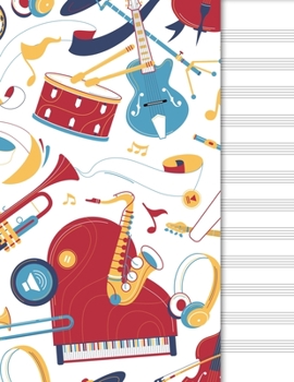 Blank Music Sheet Notebook: Music Manuscript Paper | Staff Paper | Musical Note Book 12 Staves | Music Instruments Cover