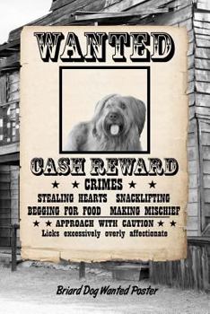 Paperback Briard Dog Wanted Poster: Isometric Dot Drawing Paper Notebook Featuring 120 Pages 6x9 Book