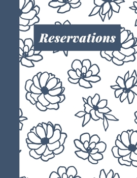 Paperback Reservations: Stylish Restaurant Table Reservation Book with Modern Floral Line Art Cover Design in Blue Book