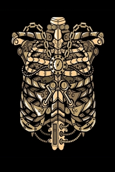Paperback Steampunk: Ribcage / Medium Size Notebook with Lined Interior, Page Number and Daily Entry Ideal for Organization, Taking Notes, Book