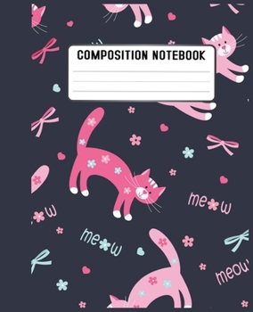 Paperback Composition Notebook: Cute funny cat pattern Book