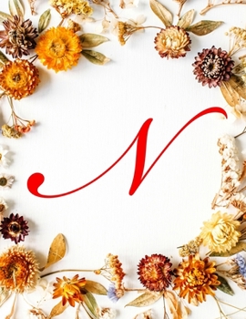 Paperback N: Monogram Initial Three Column Ledger Accounting Notebook Ledger, Accounting Pad, Ledger For Accounting - Fall Flowers, Book