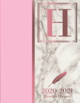 2020-2021 Monthly Planner: Letter H Rose Gold Pink Marble Monogram Planner January 2020 - December 2021 At A Glance 24 Month Dated Initial Diary (8.5” x 11”)