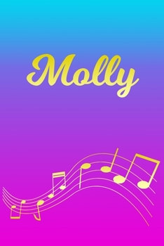Molly: Sheet Music Note Manuscript Notebook Paper | Pink Blue Gold  Personalized Letter M Initial Custom First Name Cover | Musician Composer ... Notepad Notation Guide | Compose Write Songs