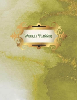 Paperback Green and Gold Marbled Weekly Planner: With Habit Tracker, Phone Book and Password Log Book