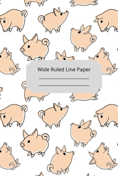 Cute Baby Pig Theme Wide Ruled Line Paper