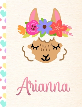 Arianna: Personalized Llama Dot Grid Bullet Journal/Notebook For Girls With Pink Name - 8.5x11 110 Pages Dotted Journal Diary Paper