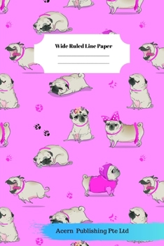 Sleep Dog Theme Wide Ruled Line Paper