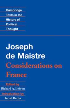 Paperback Maistre: Considerations on France Book