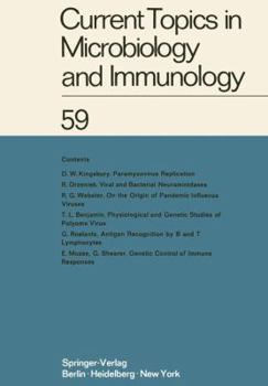 Paperback Current Topics in Microbiology and Immunology: Ergebnisse Der Mikrobiologie Und Immunitätsforschung Volume 59 Book