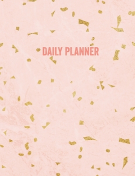Daily Planner: Undated Daily Planner With Hourly Schedule, Goals, To Do List, Meal Tracker, Dotted Notes, Top Priorities Notebook Gift Pink Marble Golden Ribbon Design