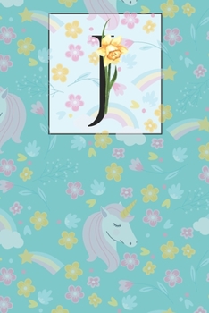J: J Alphabet with Floral Unicorn Monogram Initial Notebook Journal 6x9 , 120 pages Lined Notebook For Girls, Journal for man, Women and Teen.