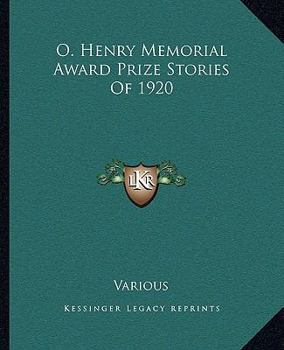 Paperback O. Henry Memorial Award Prize Stories of 1920 Book