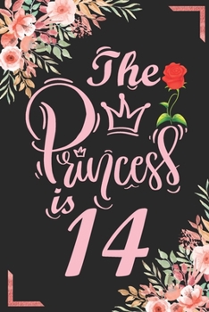 The Princess Is 14: 14th Birthday & Anniversary Notebook Flower Wide Ruled Lined Journal 6x9 Inch ( Legal ruled ) Family Gift Idea Mom Dad or Kids in Holidays - Marble & Red Love Flowers Cover