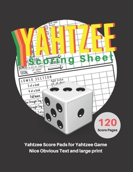 Paperback Yahtzee Scoring Sheet: V.29 Yahtzee Score Pads for Yahtzee Game Nice Obvious Text and Large Print Yahtzee Score Card 8.5*11 inch [Large Print] Book