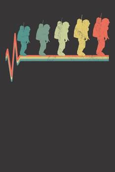 Notebook: Dot Grid Dotted 6x9 120 Pages Astronaut Retro Astronomer Gift Heartbeat