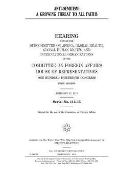 Paperback Anti-semitism: a growing threat to all faiths Book