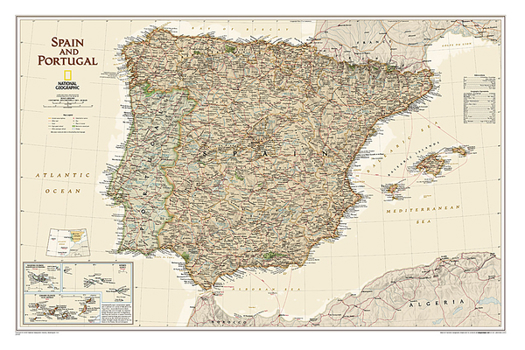 Map National Geographic: Spain and Portugal Executive Wall Map - Laminated (33 X 22 Inches) Book