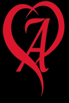 Monogram Initial Letter A Adorable Heart Red and Black:: In My Heart letter initial Personalized Name Letter A , Cute funny gift for  Girlfriend ... for Home School College  for Writing Notes.