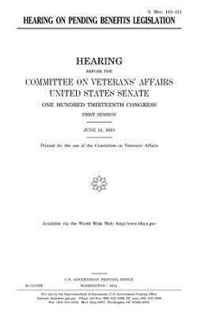 Paperback Hearing on pending benefits legislation Book