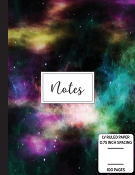 Notes: Low Vision Notebook 0.75 Inch LV Ruled Paper Full Size Bold Large Print Lined Page Numbers Sapphire Flamingo Cover