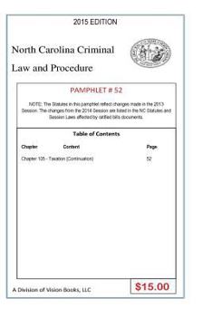 Paperback North Carolina Criminal Law and Procedure-Pamphlet 52 Book