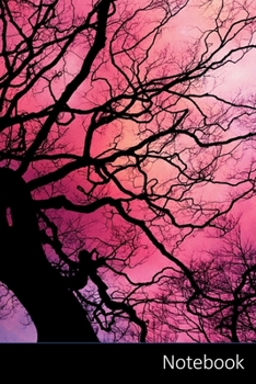 Paperback Notebook: 木、 シルエット、 空、 雲、 日没&# Book