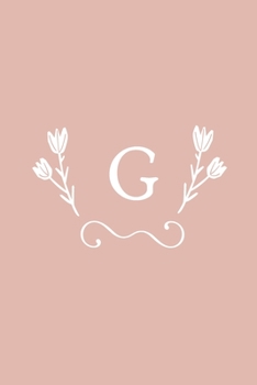 G: Monogram initial medium-lined notebook. Pink and white diary.