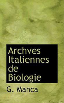 Paperback Archves Italiennes de Biologie Book