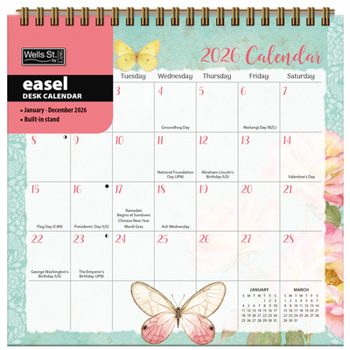 Home Butterflies 2026 Easel Desk Calendar Book