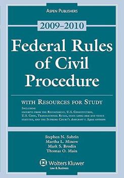 Paperback Federal Rules of Civil Procedure, with Resources for Study, 2009-2010 Book