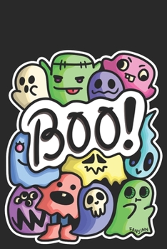 Colorful Halloween Monster Spooky Ghosts Notebook: Graph Paper Journal for Kids 6x9 - 120 Pages - Cartoon Comic Cover