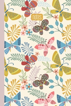 Notes: Small Stylish Notebook for Writing, Journaling, To Do Lists, Gratitude, Ideas, and More | Whimsical Folk Butterfly Drawing Pattern Cover Design