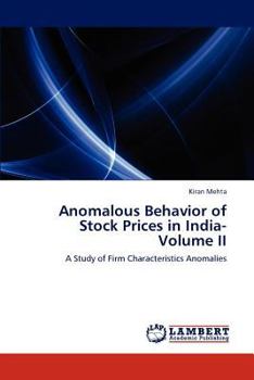Paperback Anomalous Behavior of Stock Prices in India- Volume II Book