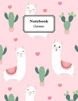 Note Llama: Alpaca Flower Cactus and Hearts, Pink Blank Journal, Composition Book, Large 8.5 X 11 Inches 110 Pages