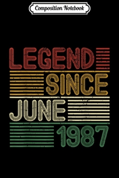 Paperback Composition Notebook: Legend Since June 1987 32th Birthday 32 Years Old Gift Journal/Notebook Blank Lined Ruled 6x9 100 Pages Book