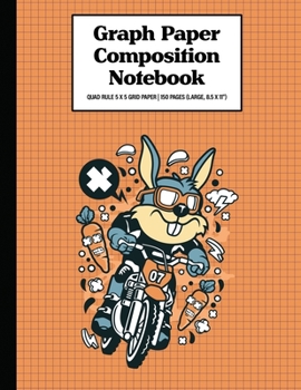 Graph Paper Composition Notebook Quad Rule 5x5 Grid Paper | 150 Sheets (Large, 8.5 x 11"): Rabbit Motocross
