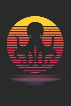 Retro Octopus Silhouette: 6x9 Ruled Notebook, Journal, Daily Diary, Organizer, Planner