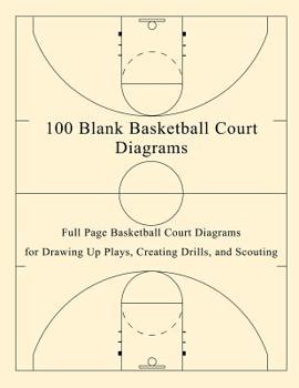 Paperback 100 Blank Basketball Court Diagrams: Full Page Basketball Court Diagrams for Drawing Up Plays, Creating Drills, and Scouting Book