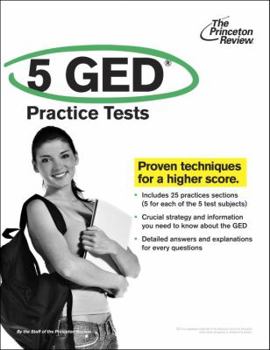 Paperback The Princeton Review 5 GED Practice Tests Book