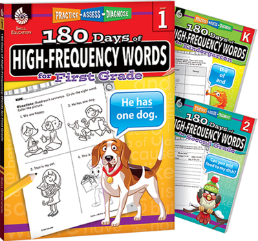 Hardcover 180 Days of High Frequency Words for K-2, 3-Book Set: Practice, Assess, Diagnose Book