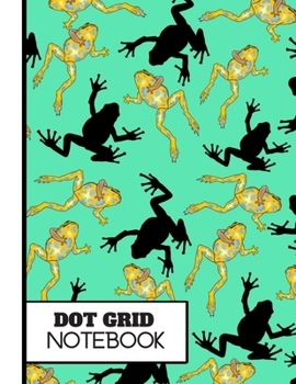 (DOT GRID NOTEBOOK): Striking Black and Gold Frog Green Pattern Novelty Gift: Frog Dot Grid Notebook for Teens, Adults, Men and Women
