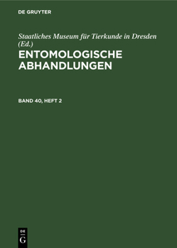 Hardcover Entomologische Abhandlungen. Band 40, Heft 2 [German] Book