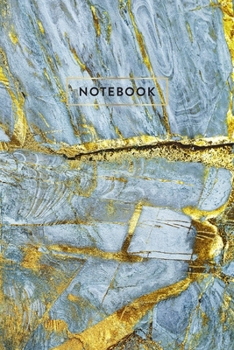 Paperback Notebook: Blue & Gold Marble - Notizbuch in moderner Marmor Optik - ca. DIN A5 (6x9''), dot grid, 108 Seiten, Blauer Marmor mit Book