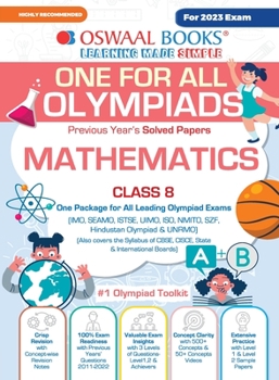 Paperback Oswaal One For All Olympiad Previous Years' Solved Papers, Class-8 Mathematics Book (For 2023 Exam) Book